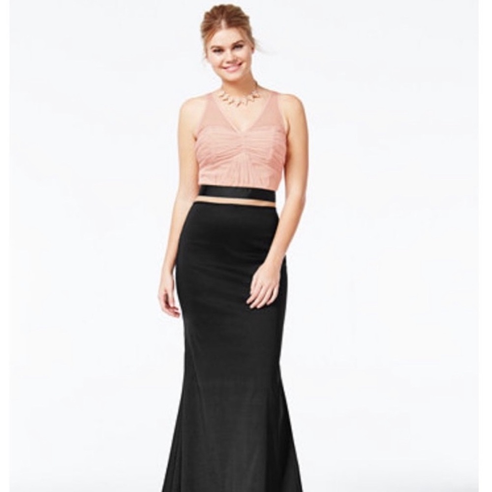 Jump 2pc Ruched Bow Back Pink Amd Black Mermaid Dress Size 5/6 NEW